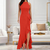 Elegant Slim Fit Split Long Dress For Women - LuxNovaHub 