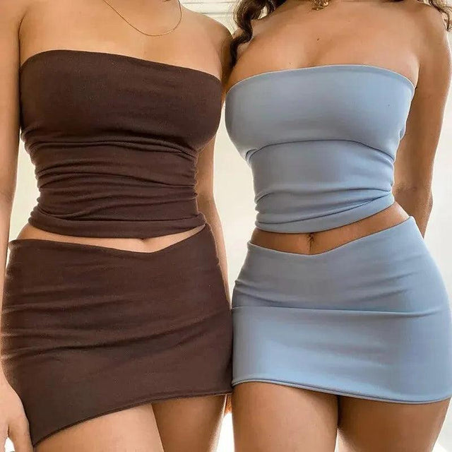 Trendy Summer Tube Skirt Set - LuxNovaHub 