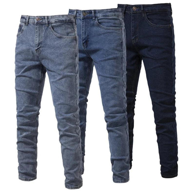 2023 Autumn New Jeans Men's Solid Color Slim Fit Straight - LuxNovaHub 