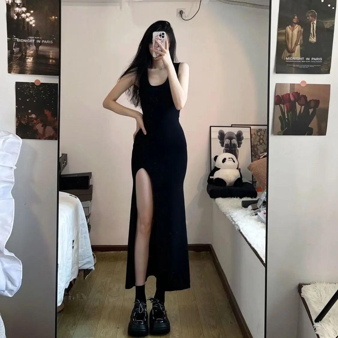 Summer Sleeveless Sexy&club Slit Maxi Dress - LuxNovaHub 