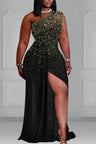 Women Formal Dress Glitter Black Elegant - LuxNovaHub 