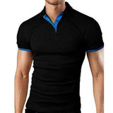 Men Summer Stritching Men's Shorts Sleeve Polo - LuxNovaHub 