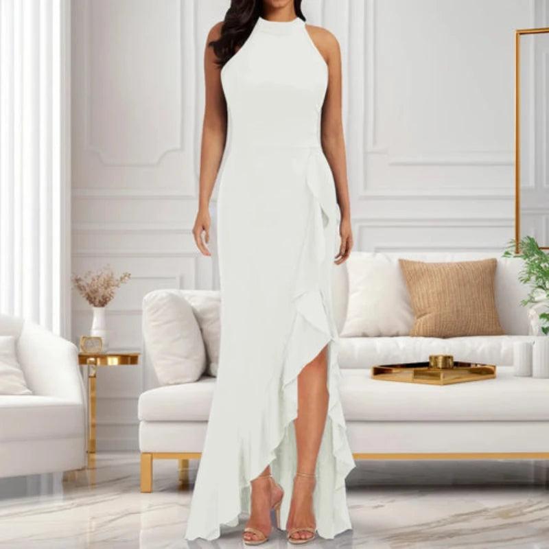 Elegant Slim Fit Split Long Dress For Women - LuxNovaHub 