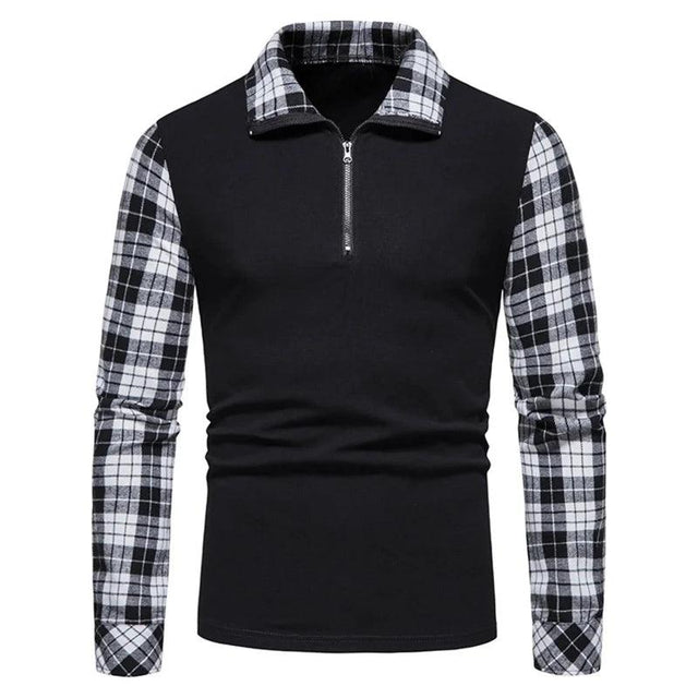 Men's Polo Shirt Zipper Long Sleeve - LuxNovaHub 