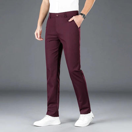 New Micro Elastic Burgundy Pants - LuxNovaHub 