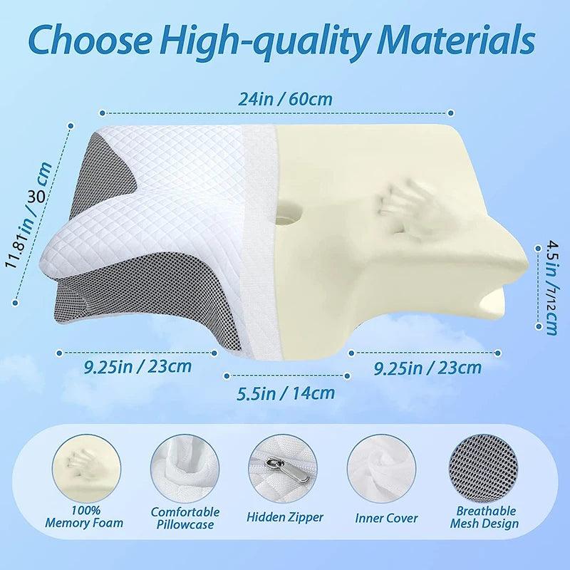 1pc Memory Foam Cervical Pillow, 2 in 1 Ergonomic - LuxNovaHub 