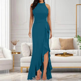 Elegant Slim Fit Split Long Dress For Women - LuxNovaHub 