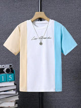 Short Sleeved T-Shirt For Boys Aged 7-13, Contrasting - LuxNovaHub 