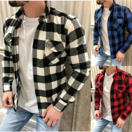 Classic Men's Checkered Shirt - LuxNovaHub 