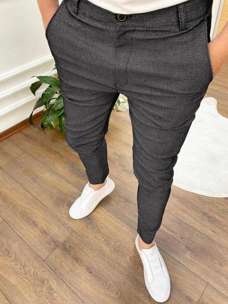 Summer Men's Casual Pants High Elastic Solid Color - LuxNovaHub 