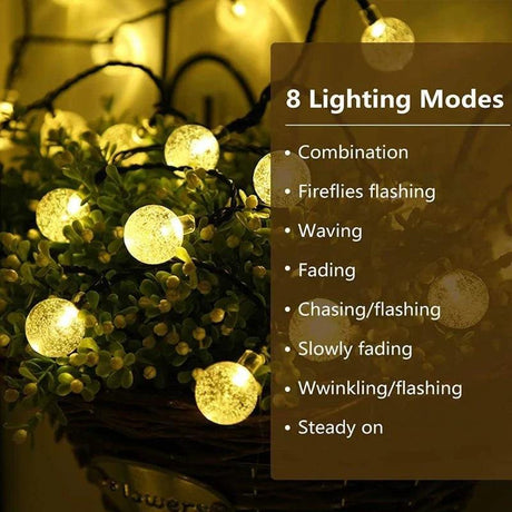 Solar Crystal Globe LED String Lights - LuxNovaHub 