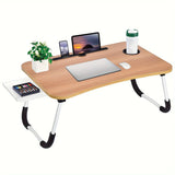 Foldable Laptop Bed Table with Cup Holder & Drawer - Portable Work & Relaxation Desk