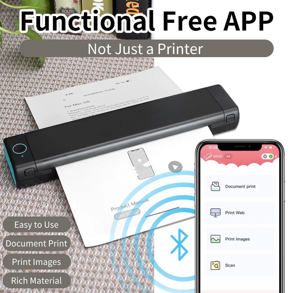 Portable A4 Thermal Printer - Wireless, Compact & Ink-Free for On-the-Go Printing