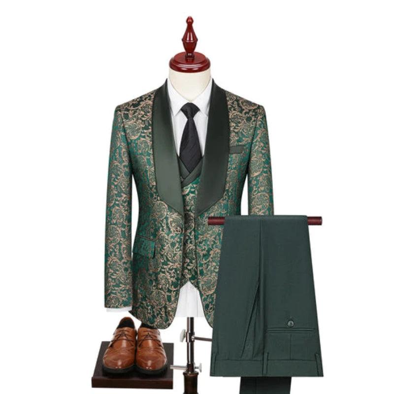 New Men Suit Sets Evening Banquet Luxury Jacquard Outfits - LuxNovaHub 