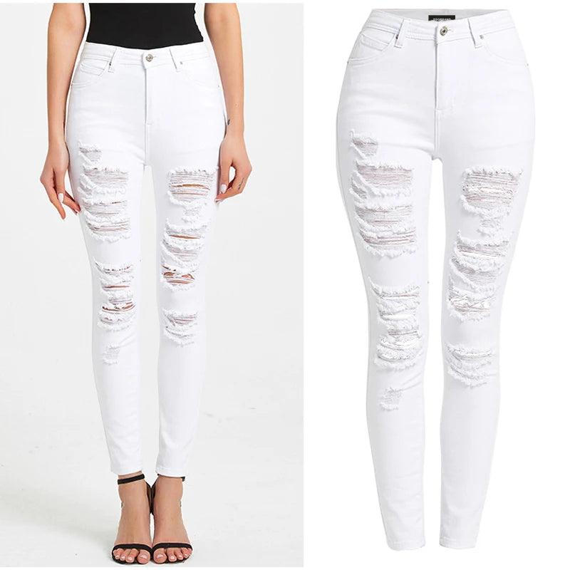 Women's High Waist Piercing Jeans Military - LuxNovaHub 