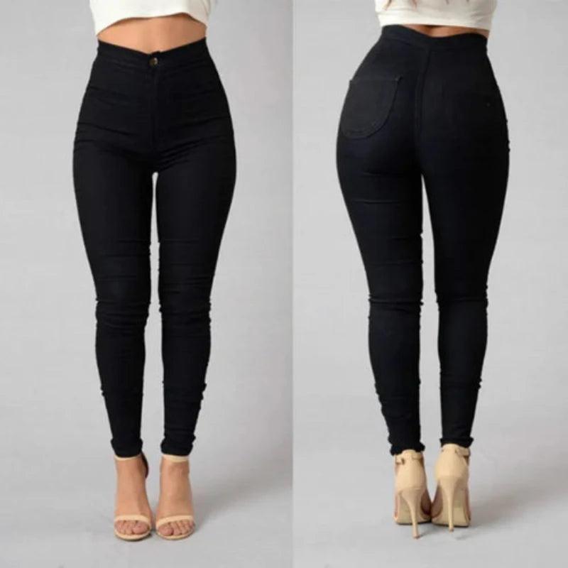 Solid Color Skinny Jeans Woman white - LuxNovaHub 