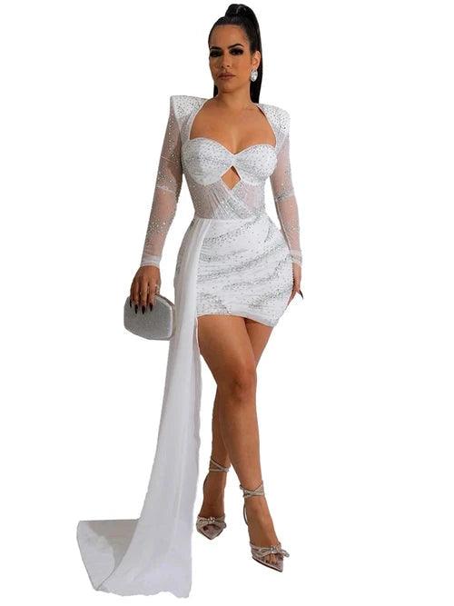 Znaiml 2023 Elegant Evening Sheer Mesh Patchwork - LuxNovaHub 