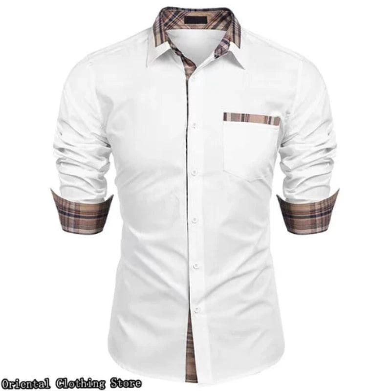 Men's casual shirt business travel long-sleeved - LuxNovaHub 