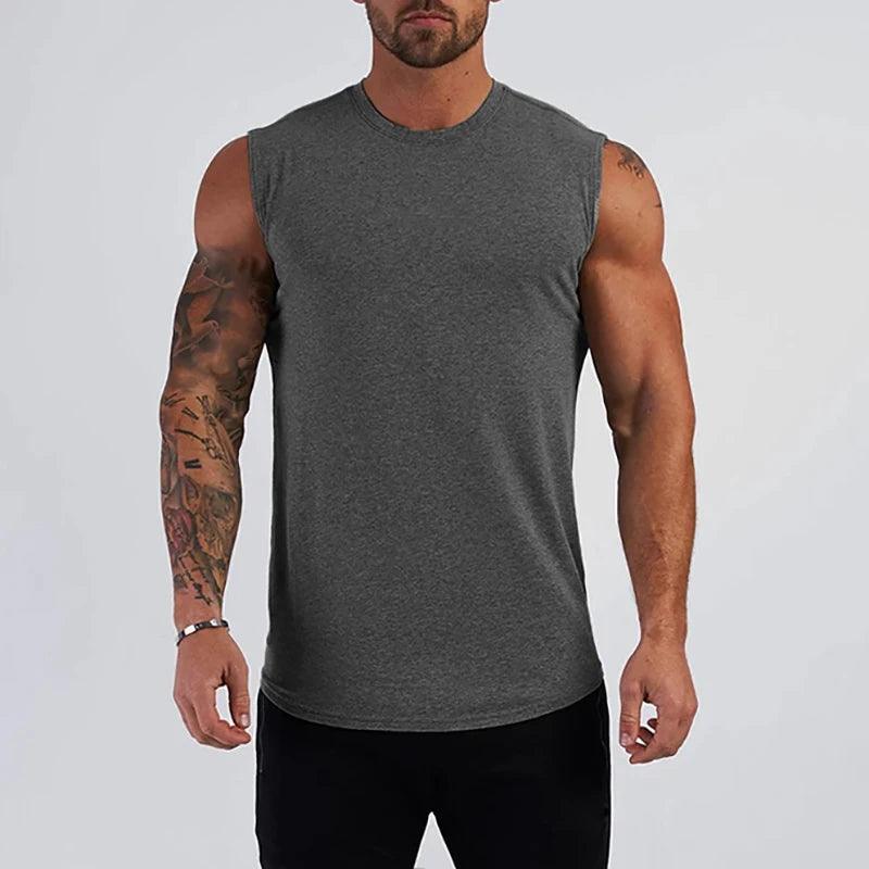 Cotton Gym Clothing Mens Workout Sleeveless Shirt - LuxNovaHub 