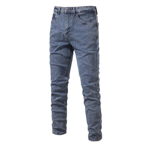 2023 Autumn New Jeans Men's Solid Color Slim Fit Straight - LuxNovaHub 