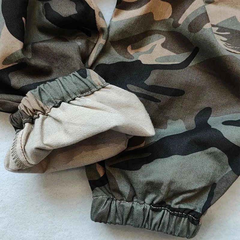 Kids Boys Casual Pockets Side Elastic Waist Camo Sports - LuxNovaHub 