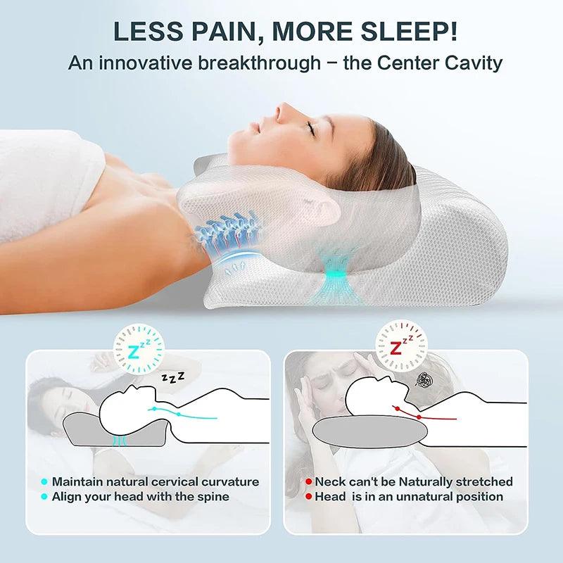 1pc Memory Foam Cervical Pillow, 2 in 1 Ergonomic - LuxNovaHub 