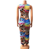 Tie Dye Leopard Tank Sleeveless Bodycon - LuxNovaHub 