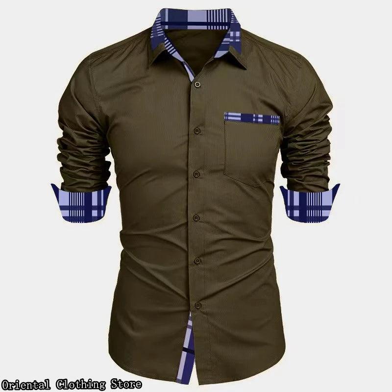 Men's casual shirt business travel long-sleeved - LuxNovaHub 