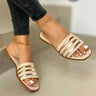 New Metal Striped Summer Flat Shoes - LuxNovaHub 