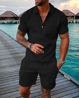 Men's Zipper Collar Tracksuit Summer - LuxNovaHub 