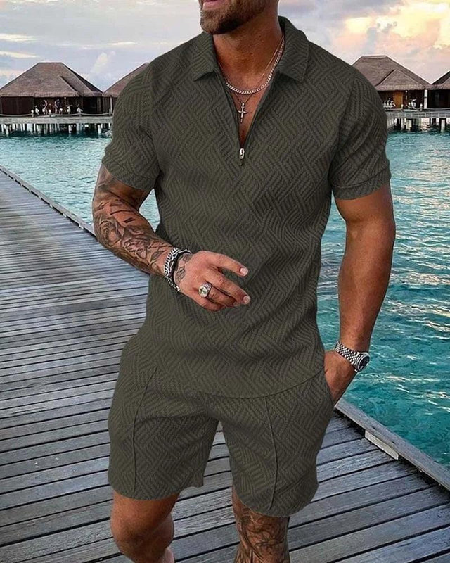 Men's Zipper Collar Tracksuit Summer - LuxNovaHub 