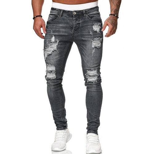 2024 New Street Style Ripped Skinny Jeans Men Vintage - LuxNovaHub 