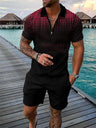 3D Print Polo Shirts Shorts Sets Men's - LuxNovaHub 