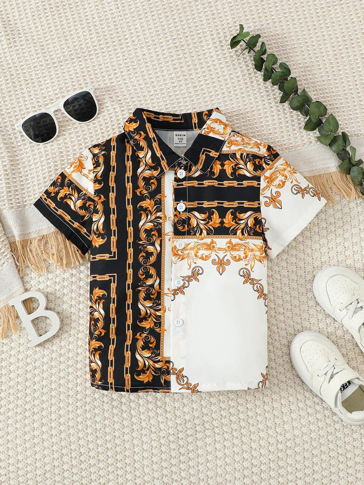 Kid's Boy Top Fashion Personality Print Pattern Stand-up - LuxNovaHub 