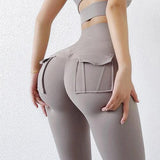 Women Stretchy High Waist Solid Color Workout Sports - LuxNovaHub 