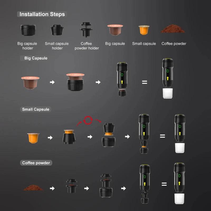 Wireless Electric Portable Espresso Coffee Machine for Car & HCoffee Machineome - LuxNovaHub 