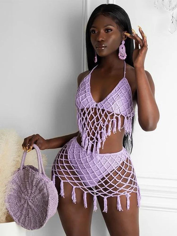 Beach Crochet two piece swimsuit - LuxNovaHub 