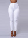 Solid Color Skinny Jeans Woman white - LuxNovaHub 