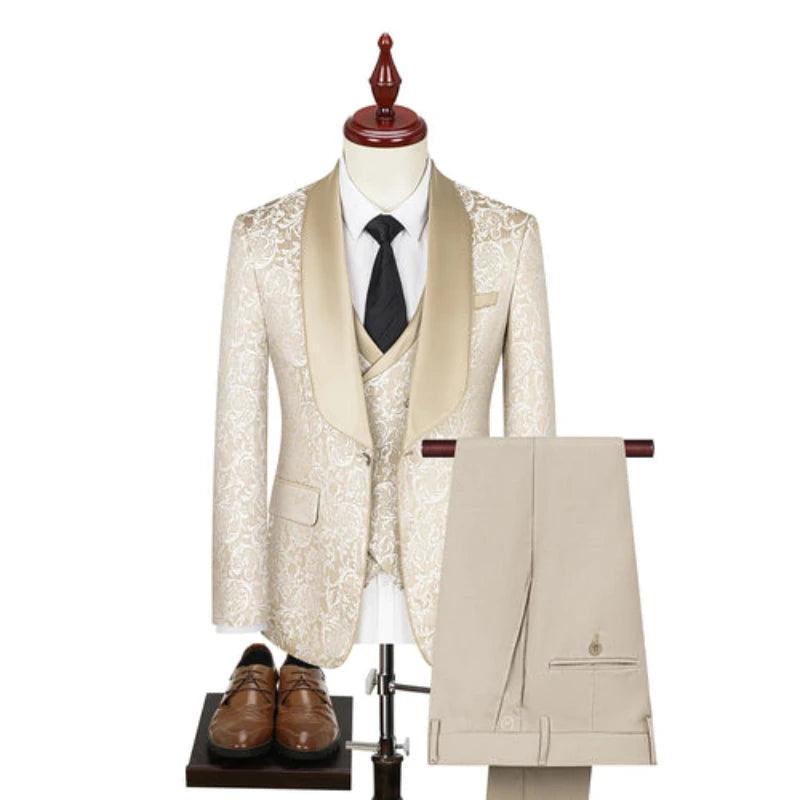 New Men Suit Sets Evening Banquet Luxury Jacquard Outfits - LuxNovaHub 