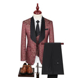 New Men Suit Sets Evening Banquet Luxury Jacquard Outfits - LuxNovaHub 