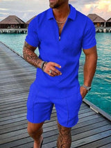 Men's Zipper Collar Tracksuit Summer - LuxNovaHub 