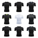 Men Short Sleeve Rash Guard Compression Shirts Quick Dry - LuxNovaHub 