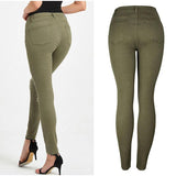 Women's High Waist Piercing Jeans Military - LuxNovaHub 