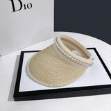 Casual Pearl Sun Visor Beach Hat - LuxNovaHub 