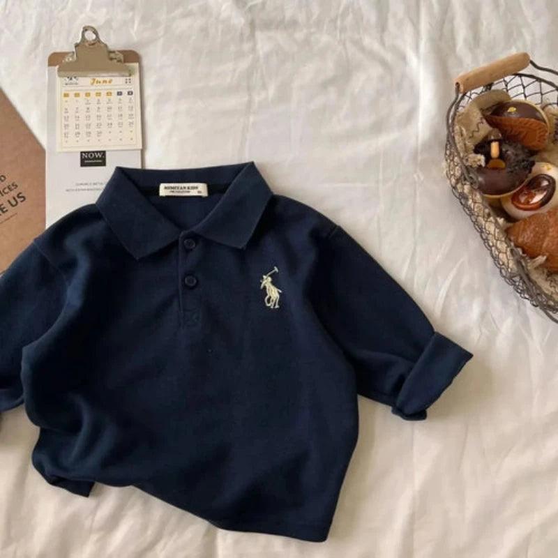 Spring Autumn Children's Clothes Long Sleeved Polo Shirt - LuxNovaHub 