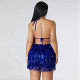 Sequin Fringe Glitter Evening Dress - LuxNovaHub 