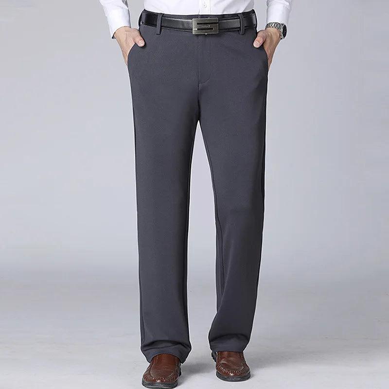 Men's Business Pants Big Size 52 Elastic Waist Straight - LuxNovaHub 