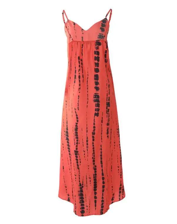 Women Tie Dye Print Colorblock V-Neck Maxi - LuxNovaHub 