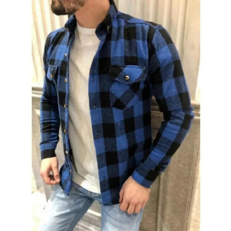 Classic Men's Checkered Shirt - LuxNovaHub 