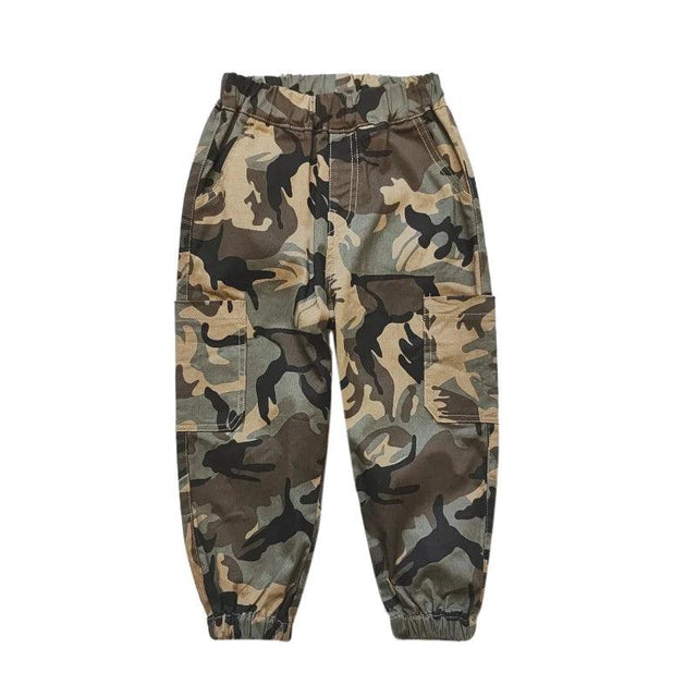 Kids Boys Casual Pockets Side Elastic Waist Camo Sports - LuxNovaHub 